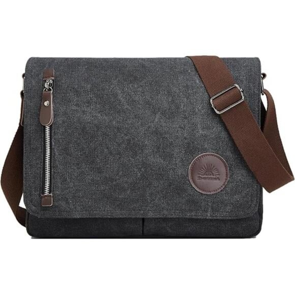 Canvas Messenger Bag Laptop Bag Crossbody Shoulder Bag Work Travel School Bag Me - Picture 7 of 7
